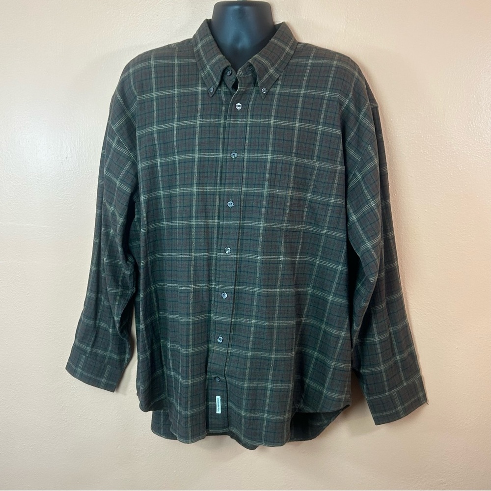 G.H. Bass & Co Green Blue Red Cream Plaid Flannel Button Down Shirt Men XXL